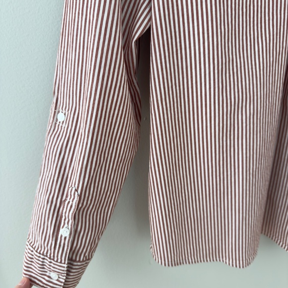 Croft & Barrow Rust Red/ White Striped Button Up Shirt - Picture 6 of 9